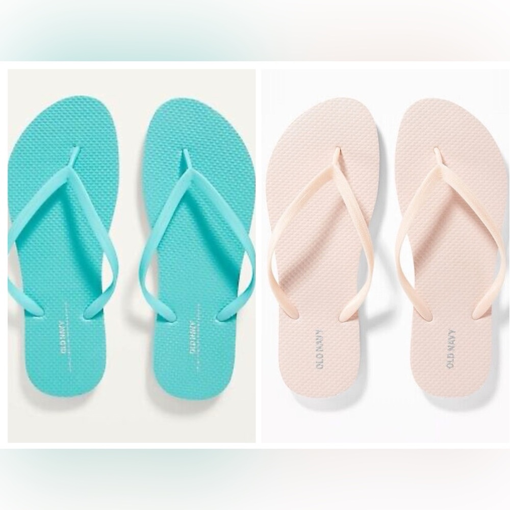 Bundle of 2 NEW OLD NAVY Flip Flops in Turquoise/Pale Pink Sz 11 Womens